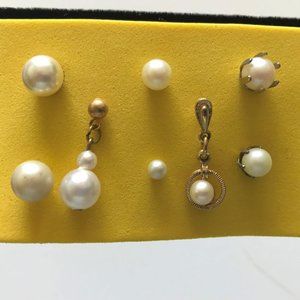 Single Pearl Stud Post Earrings - Vintage